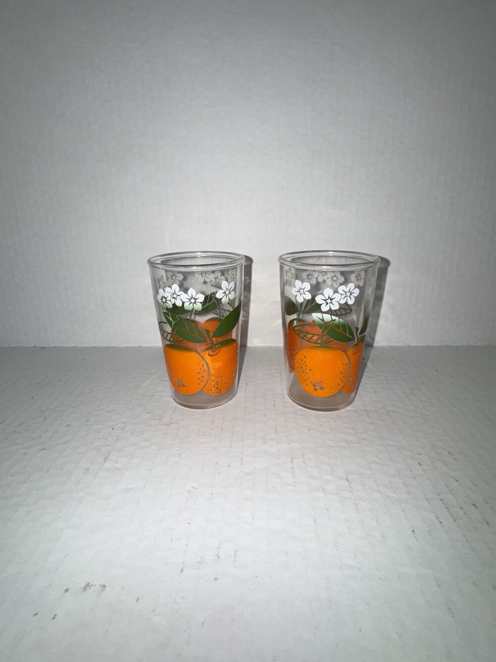 Vintage Orange Blossom Juice Glasses Set of 2 Citrus Fruit Retro
